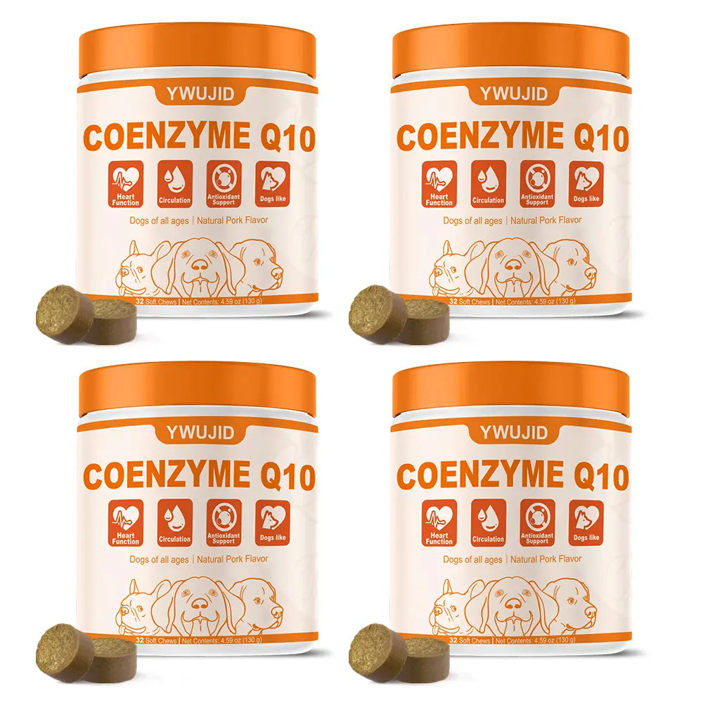 Taurine + Coq10 Chews for Dogs - Clean Nutritional Blend for Daily Canine Wellness - Essential Nutrients for Health - Natural Pork Flavor - 32 Soft Chews