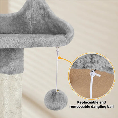 Yaheetech Cat Tree for Home, 54/34 Inch Multi-Level Cat Tower with Condo, Hammock, Tunnel & Scratching Post