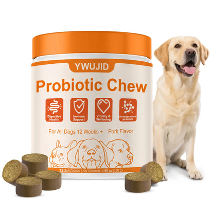 8-In-1 Multivitamin Soft Chews for Dogs – Probiotics, Gut & Immune Support – Natural Pork Flavor
