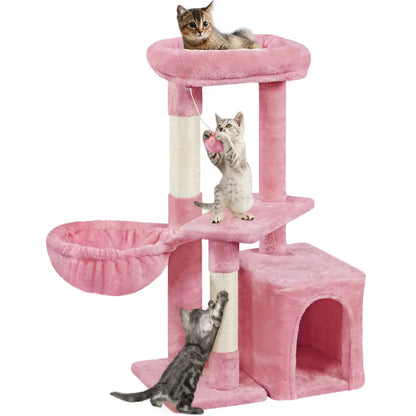 Yaheetech Cat Tree for Home, 54/34 Inch Multi-Level Cat Tower with Condo, Hammock, Tunnel & Scratching Post