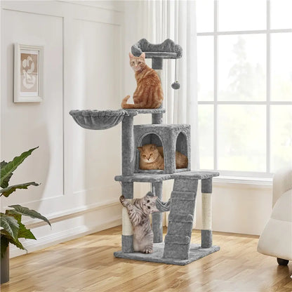 Yaheetech Cat Tree for Home, 54/34 Inch Multi-Level Cat Tower with Condo, Hammock, Tunnel & Scratching Post