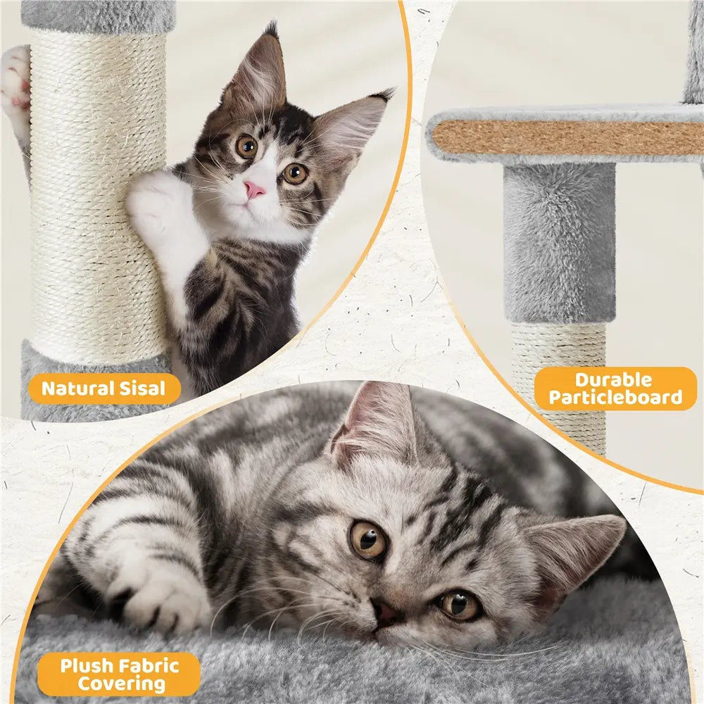 Yaheetech Cat Tree for Home, 54/34 Inch Multi-Level Cat Tower with Condo, Hammock, Tunnel & Scratching Post
