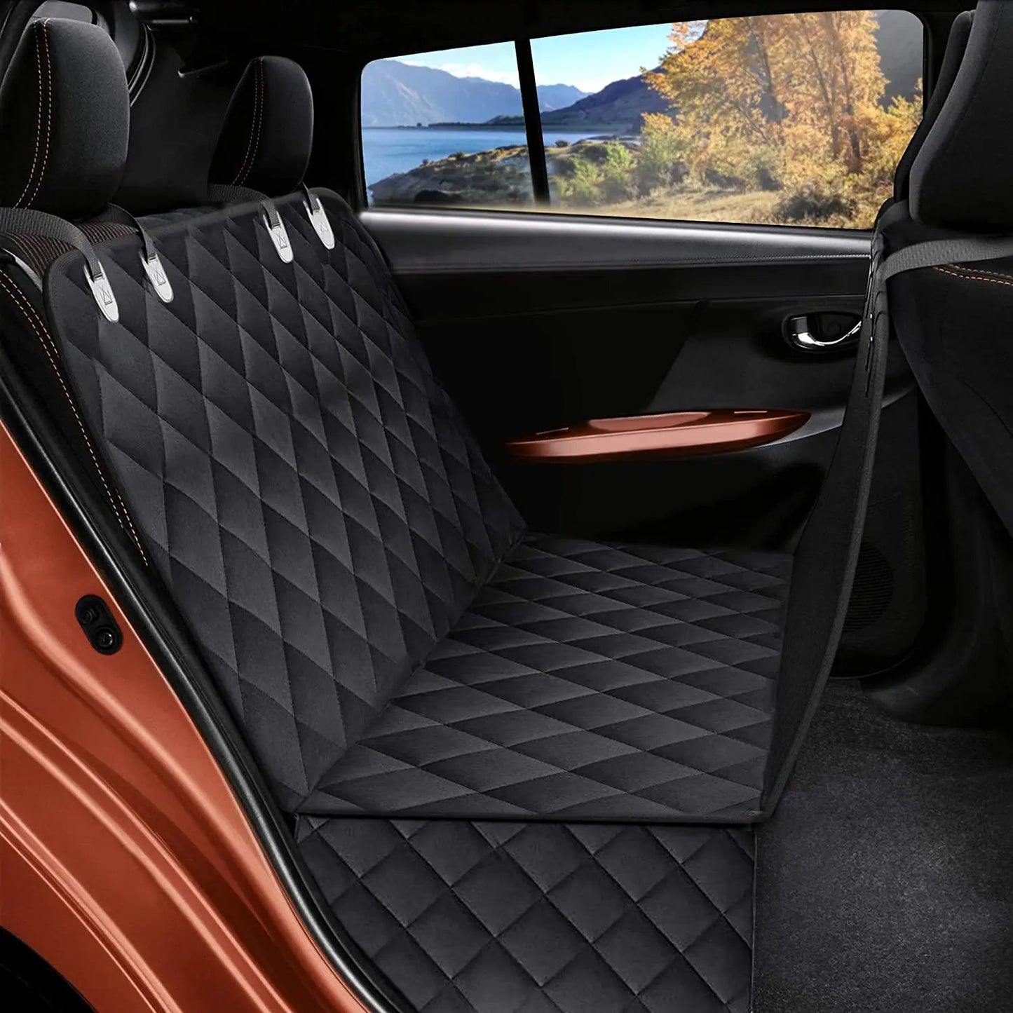 Dog Car Seat for Large Medium Dogs Waterproof Back Seat Extender with Side Flaps for Easy Entry & Exit - Black 147Cm X 137Cm,Automotive Accessories for Dogs, Car Stuff