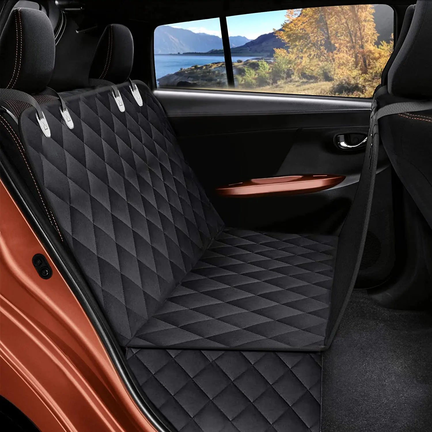 Dog Car Seat for Large Medium Dogs Waterproof Back Seat Extender with Side Flaps for Easy Entry & Exit - Black 147Cm X 137Cm,Automotive Accessories for Dogs, Car Stuff