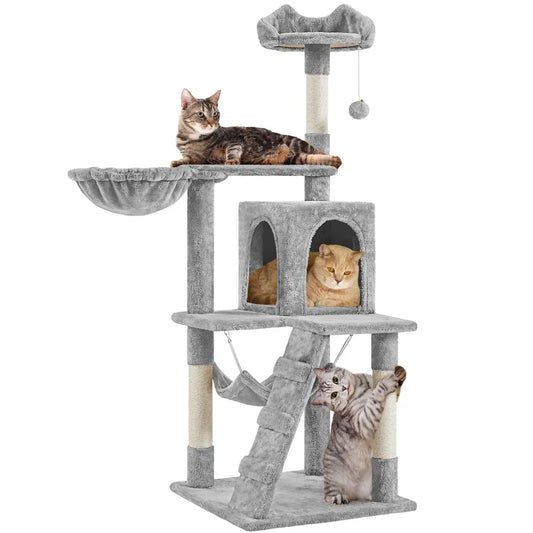 Yaheetech Cat Tree for Home, 54/34 Inch Multi-Level Cat Tower with Condo, Hammock, Tunnel & Scratching Post