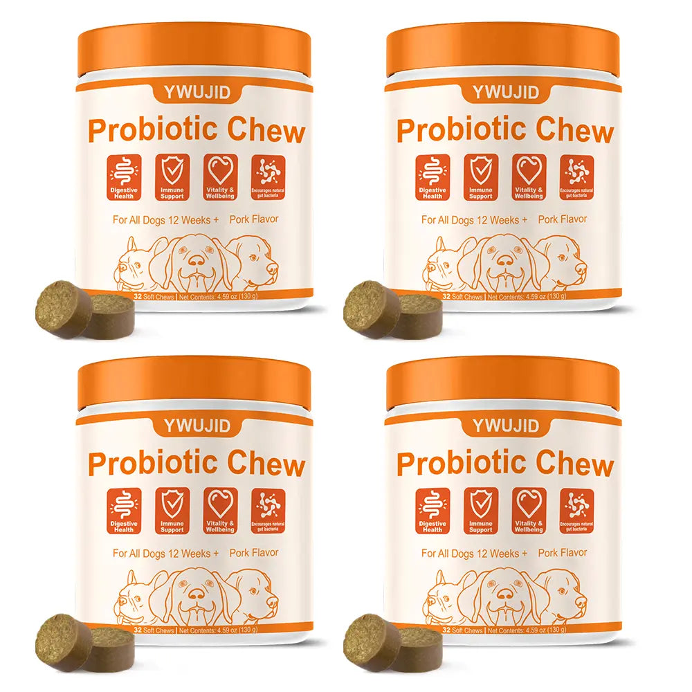 8-In-1 Multivitamin Soft Chews for Dogs – Probiotics, Gut & Immune Support – Natural Pork Flavor