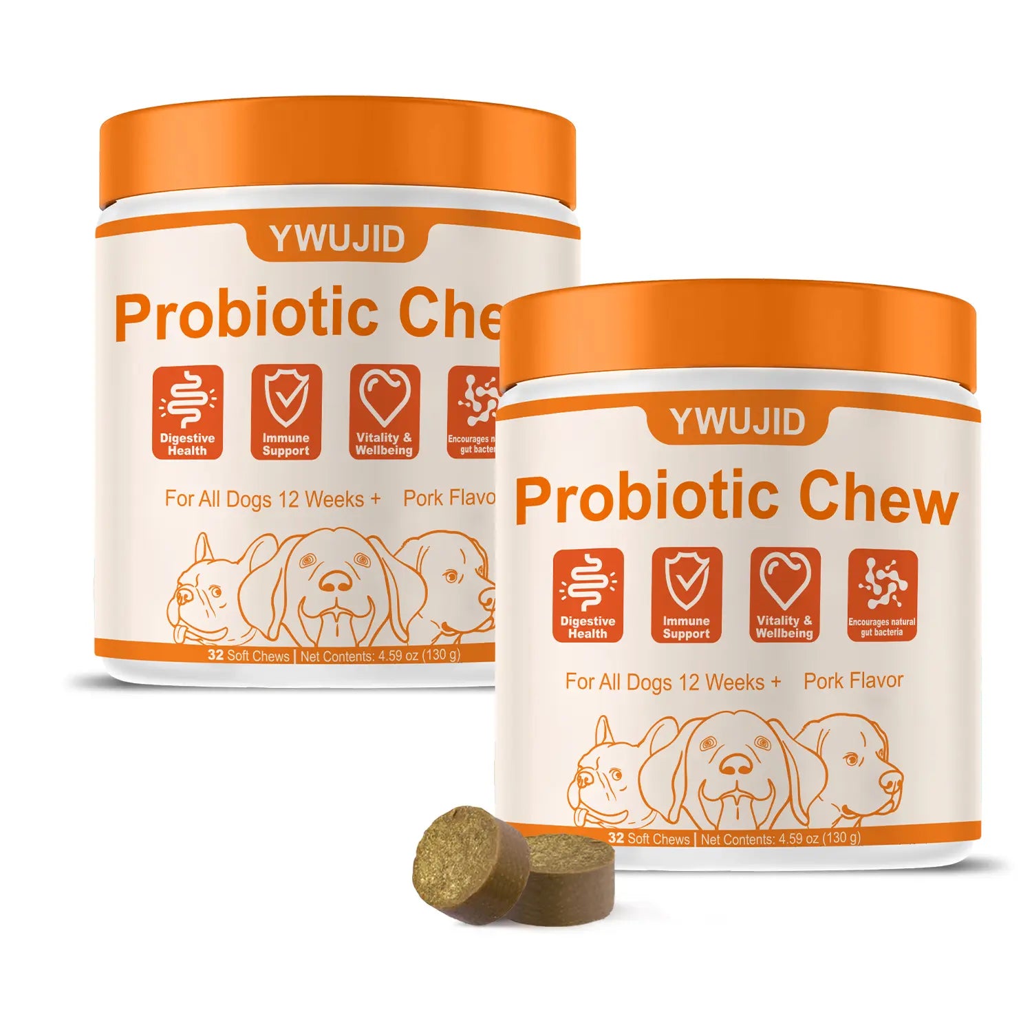 Dog Probiotic Supplement Chews | with Prebiotics, Fiber & Enzymes | Plant-Based Daily Formula