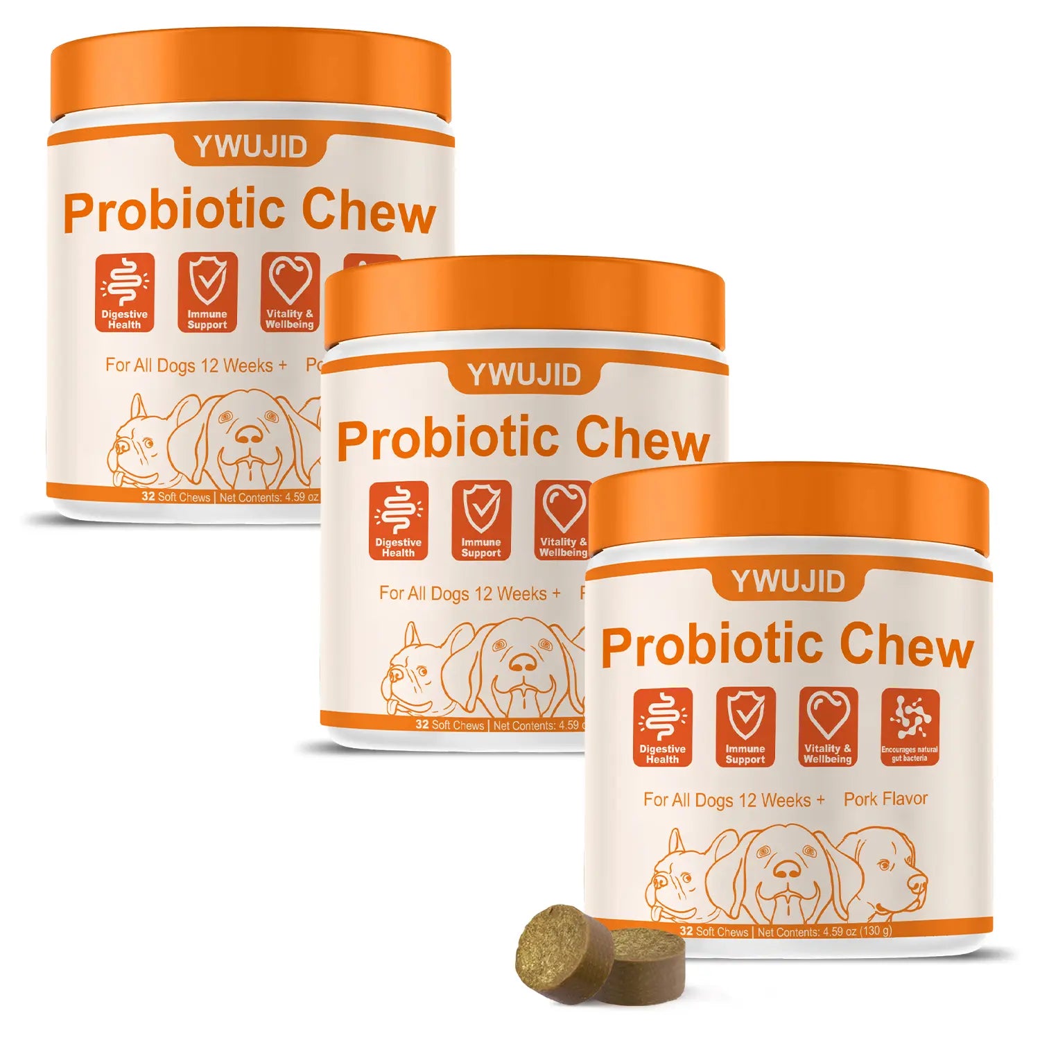 Daily Dog Chews with Probiotics | Support for Gut Balance & Overall Vitality | Non-Gmo Formula