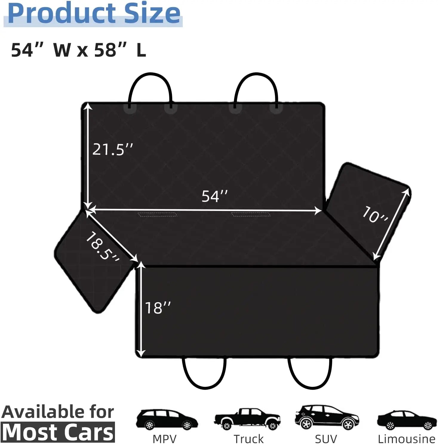 Dog Car Seat for Large Medium Dogs Waterproof Back Seat Extender with Side Flaps for Easy Entry & Exit - Black 147Cm X 137Cm,Automotive Accessories for Dogs, Car Stuff