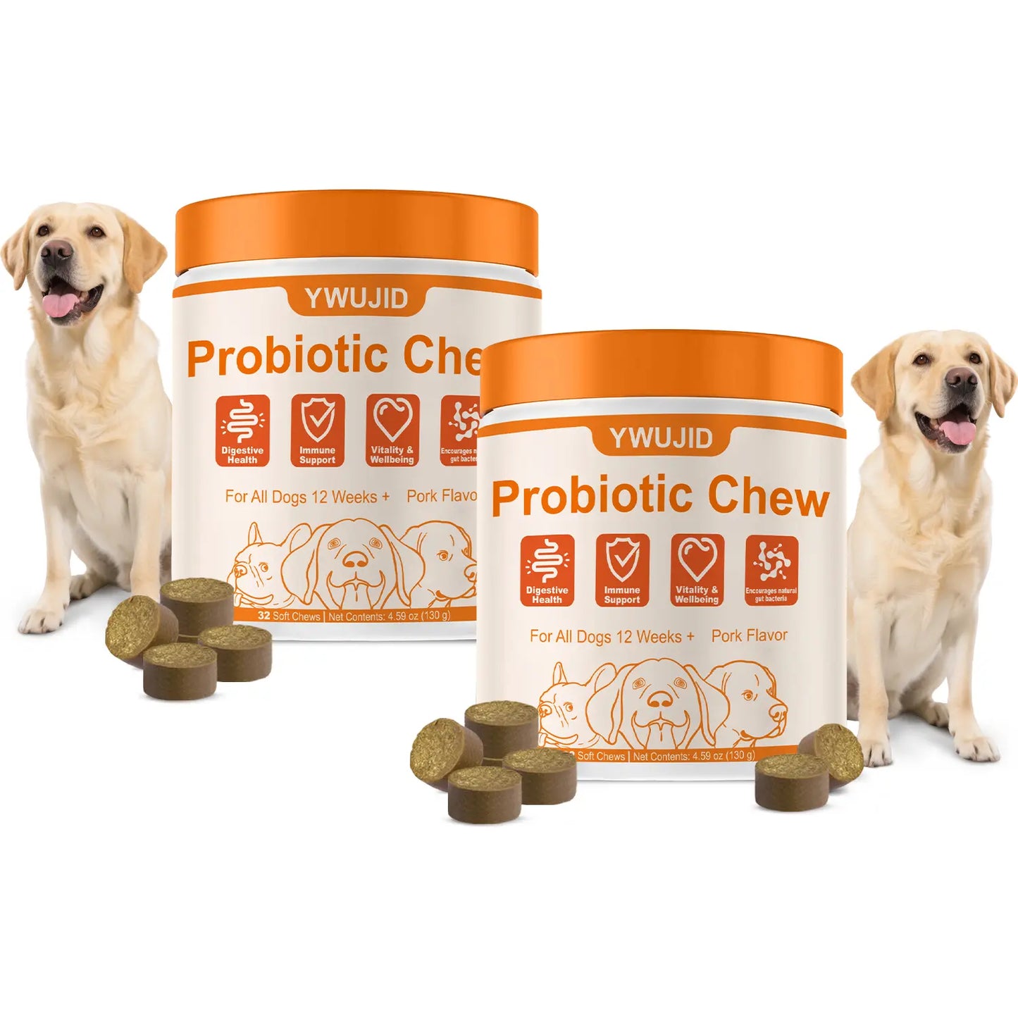 Dog Probiotic Supplement Chews | with Prebiotics, Fiber & Enzymes | Plant-Based Daily Formula
