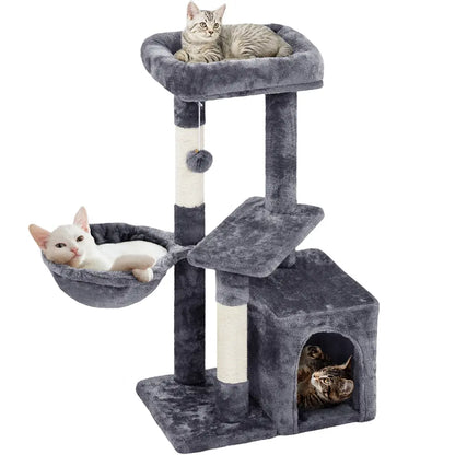Yaheetech Cat Tree for Home, 54/34 Inch Multi-Level Cat Tower with Condo, Hammock, Tunnel & Scratching Post