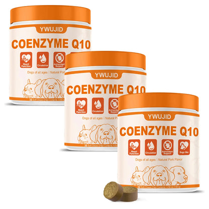 Taurine + Coq10 Chews for Dogs - Clean Nutritional Blend for Daily Canine Wellness - Essential Nutrients for Health - Natural Pork Flavor - 32 Soft Chews