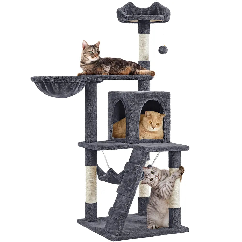 Yaheetech Cat Tree for Home, 54/34 Inch Multi-Level Cat Tower with Condo, Hammock, Tunnel & Scratching Post