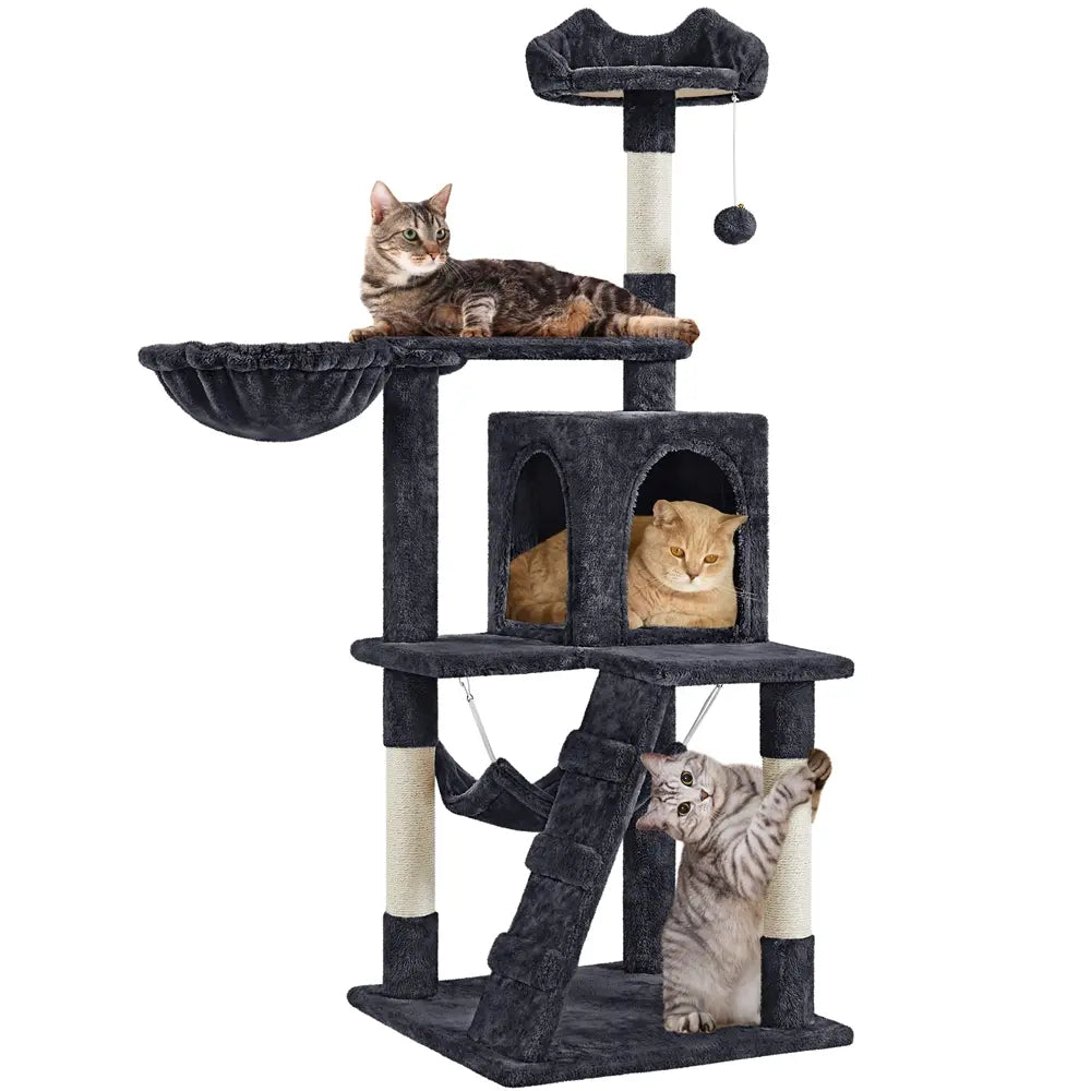 Yaheetech Cat Tree for Home, 54/34 Inch Multi-Level Cat Tower with Condo, Hammock, Tunnel & Scratching Post