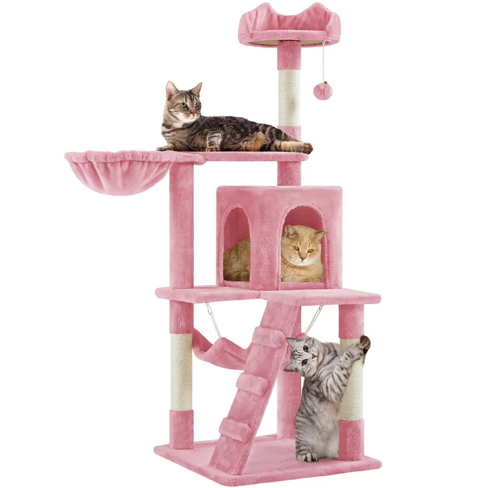 Yaheetech Cat Tree for Home, 54/34 Inch Multi-Level Cat Tower with Condo, Hammock, Tunnel & Scratching Post