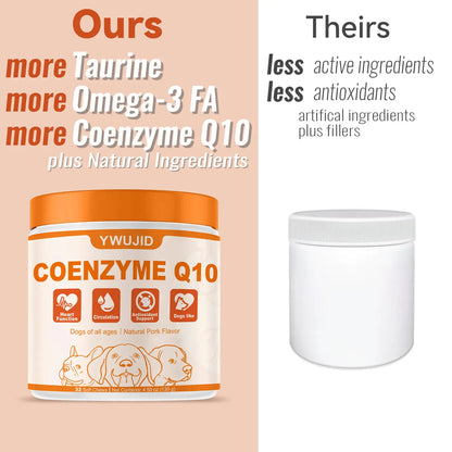 Taurine + Coq10 Chews for Dogs - Clean Nutritional Blend for Daily Canine Wellness - Essential Nutrients for Health - Natural Pork Flavor - 32 Soft Chews