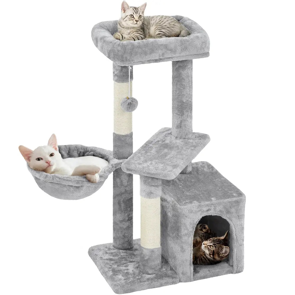 Yaheetech Cat Tree for Home, 54/34 Inch Multi-Level Cat Tower with Condo, Hammock, Tunnel & Scratching Post