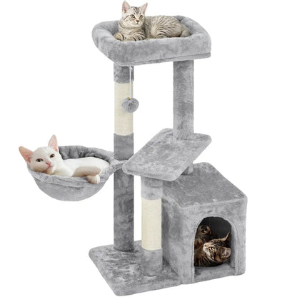 Yaheetech Cat Tree for Home, 54/34 Inch Multi-Level Cat Tower with Condo, Hammock, Tunnel & Scratching Post