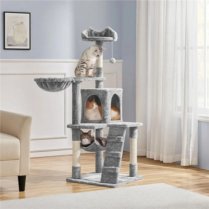 Yaheetech Cat Tree for Home, 54/34 Inch Multi-Level Cat Tower with Condo, Hammock, Tunnel & Scratching Post