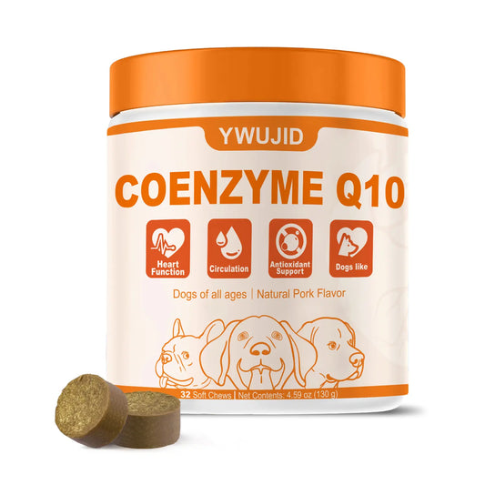 Taurine + Coq10 Chews for Dogs - Clean Nutritional Blend for Daily Canine Wellness - Essential Nutrients for Health - Natural Pork Flavor - 32 Soft Chews