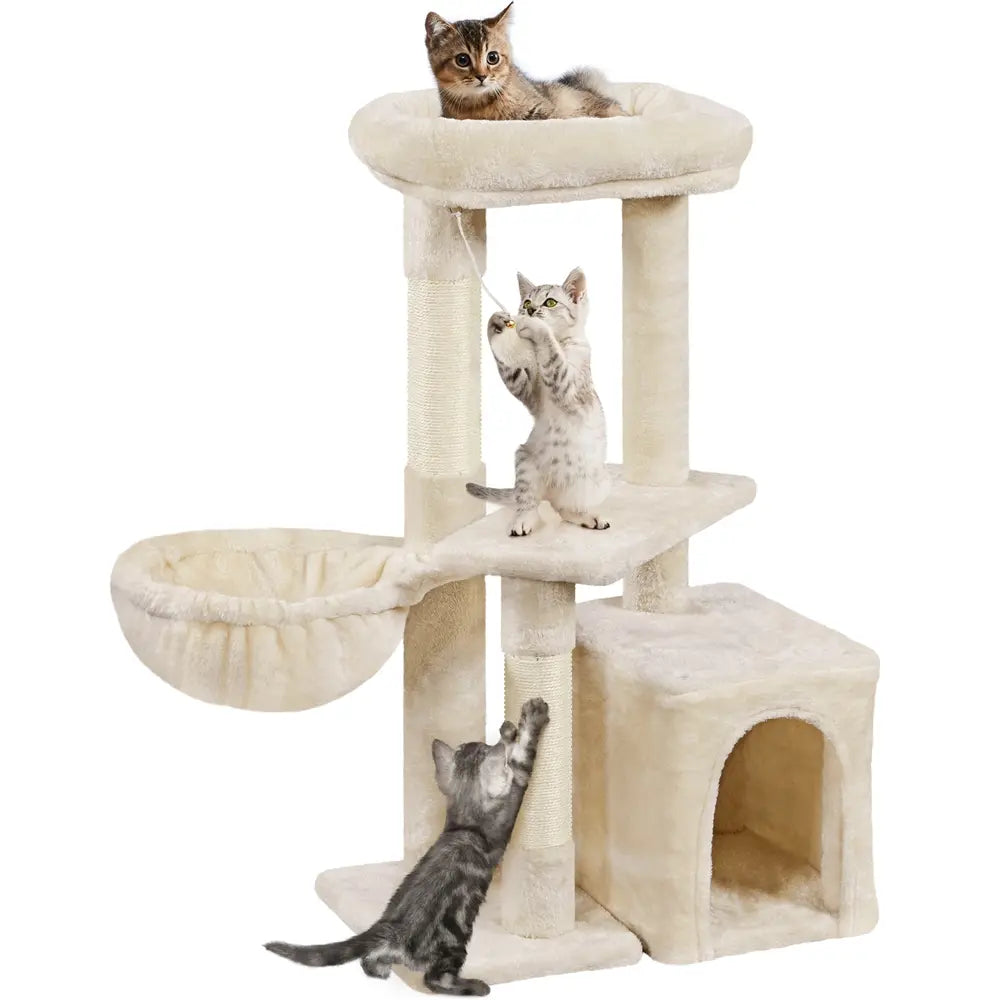 Yaheetech Cat Tree for Home, 54/34 Inch Multi-Level Cat Tower with Condo, Hammock, Tunnel & Scratching Post