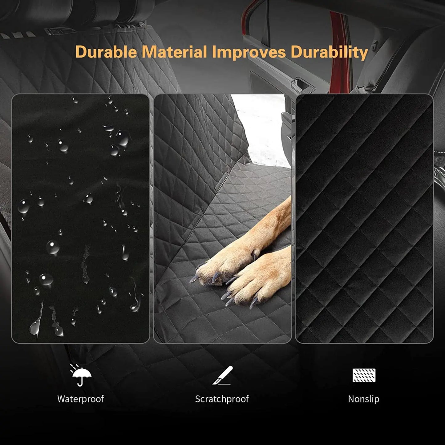 Dog Car Seat for Large Medium Dogs Waterproof Back Seat Extender with Side Flaps for Easy Entry & Exit - Black 147Cm X 137Cm,Automotive Accessories for Dogs, Car Stuff