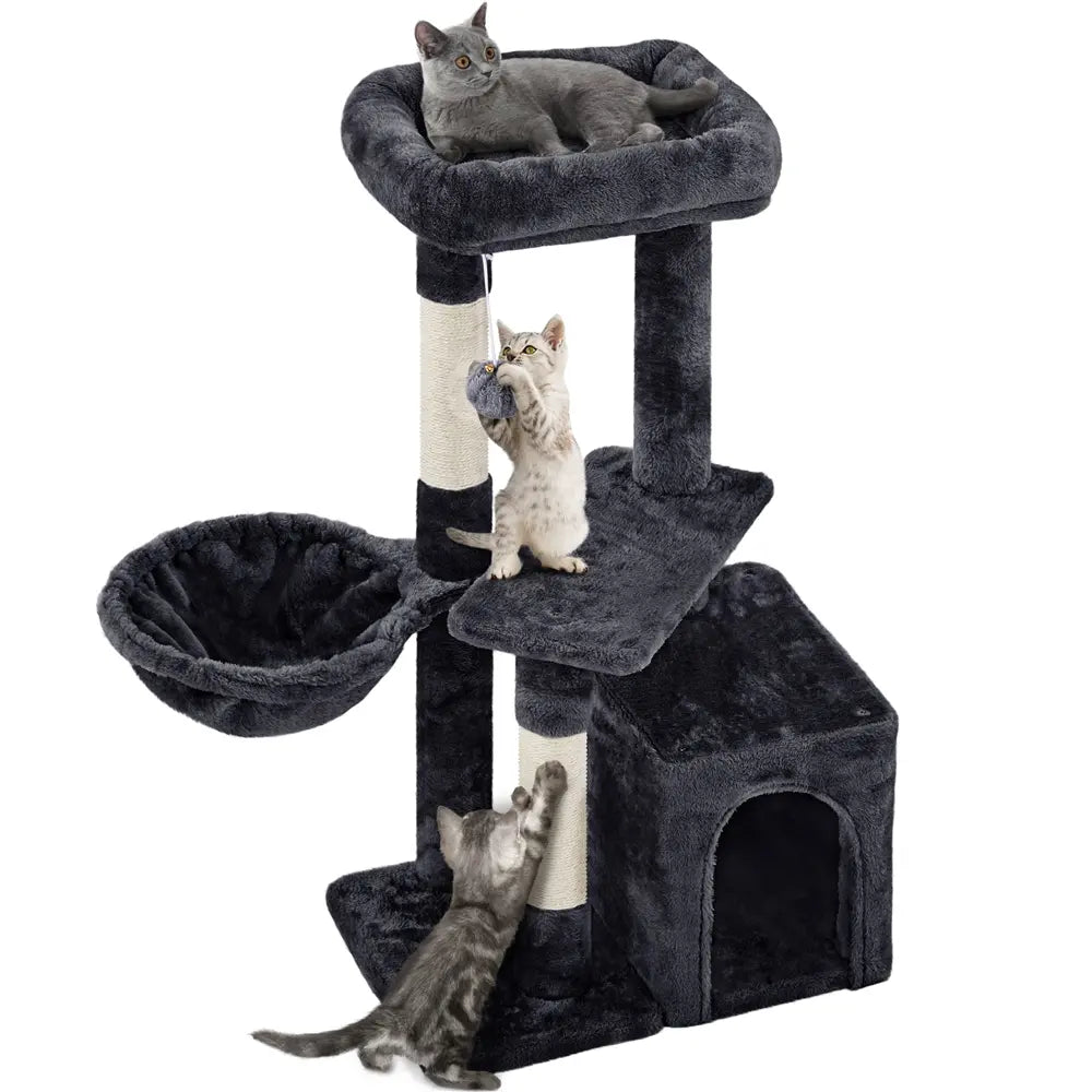 Yaheetech Cat Tree for Home, 54/34 Inch Multi-Level Cat Tower with Condo, Hammock, Tunnel & Scratching Post